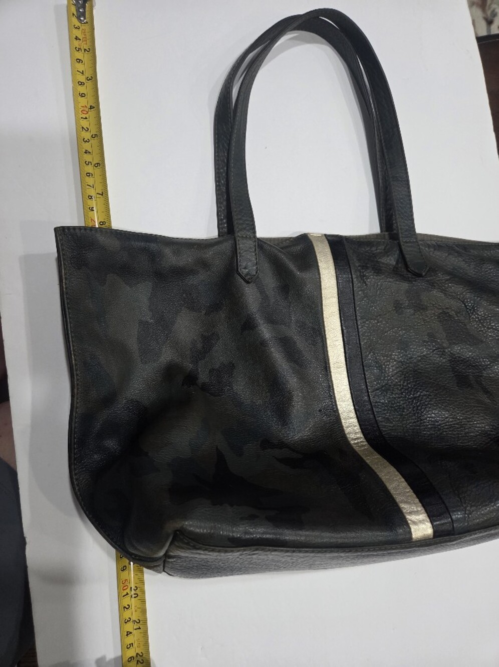 Positive Element Leather Tote Bag with Metallic Stripe - Black/Camo - Picture 6 of 9